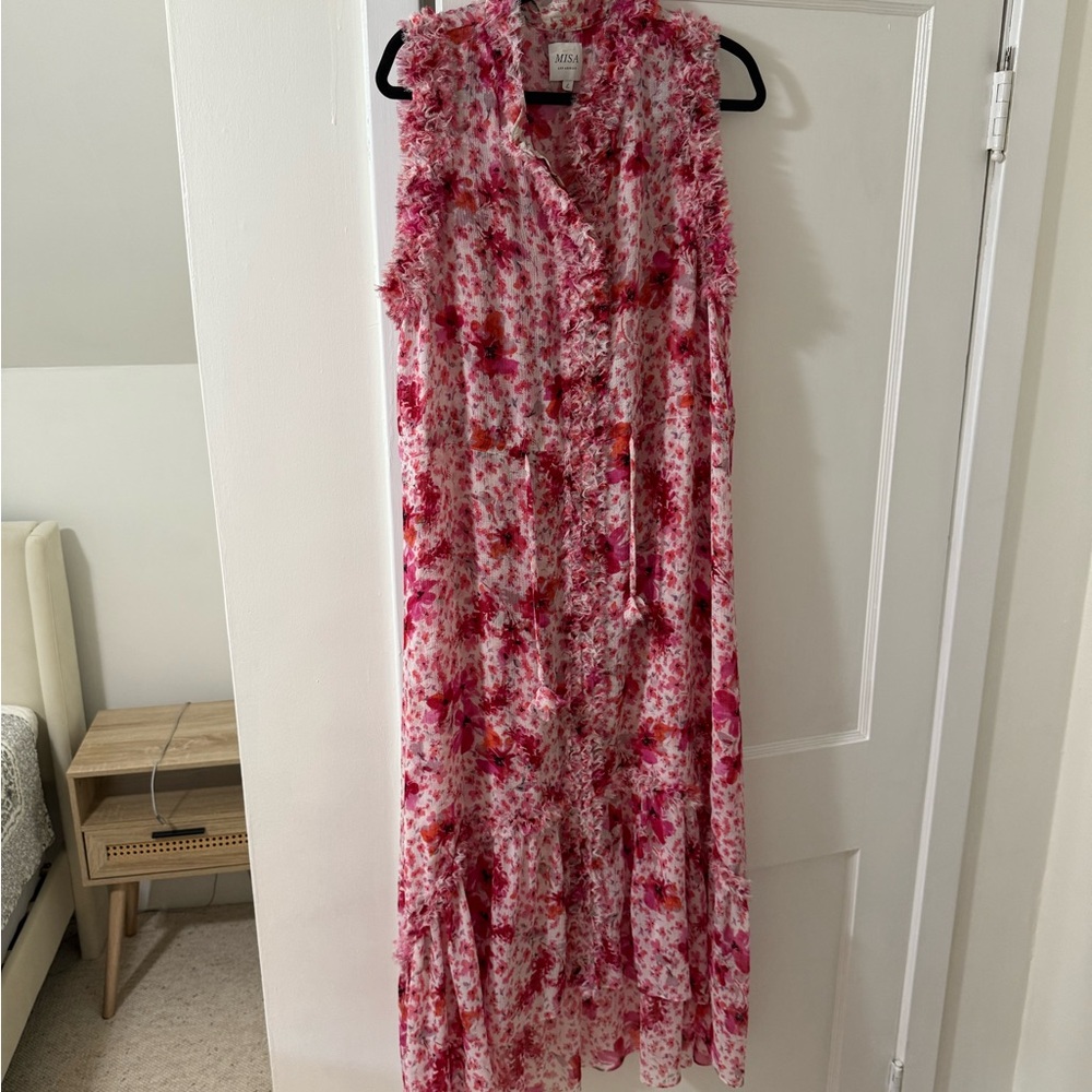 Misa Floral Pink Sleeveless Maxi Dress